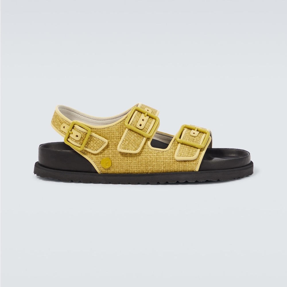 Birkenstock 1774 Limited Edition Green Three-Buckle Sandal with Black Footbed